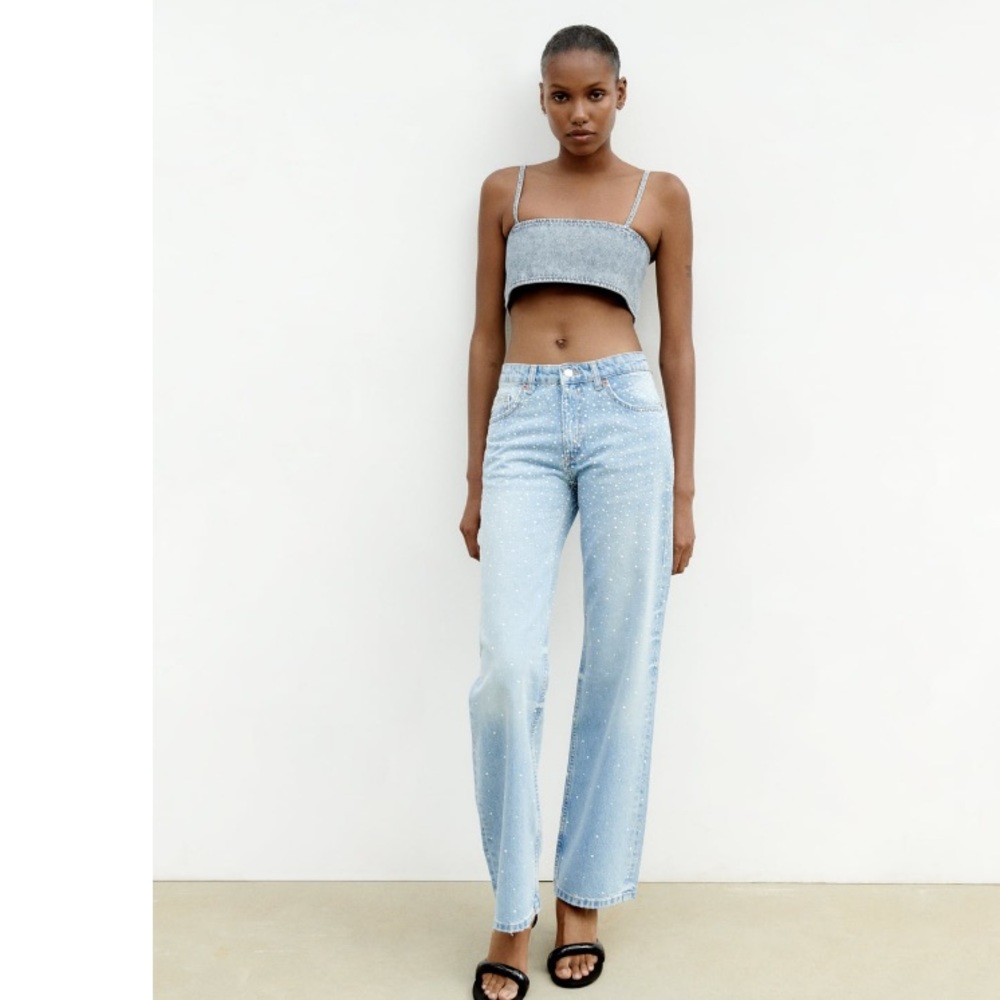 Zara Wide Leg Pearl Jeans